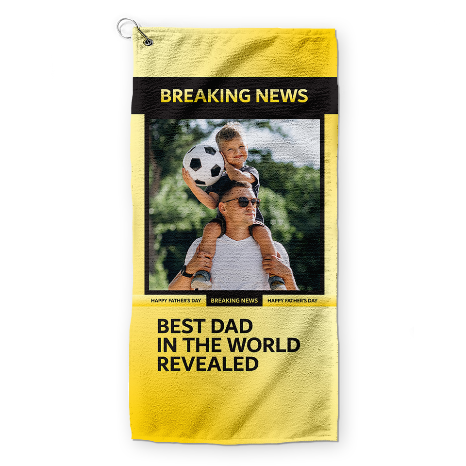 Father's Day - Football News Flash - Retro Lightweight, Microfibre Golf Towel