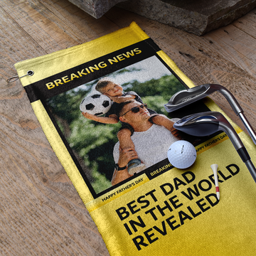 Father's Day - Football News Flash - Retro Lightweight, Microfibre Golf Towel