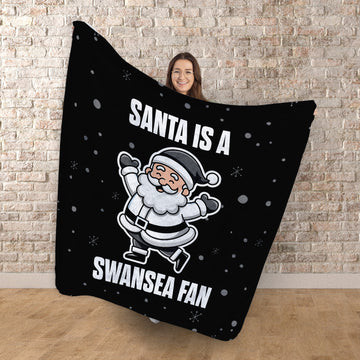 Santa is a Swansea Fan - Luxury Fleece Blanket 150cm X 150cm