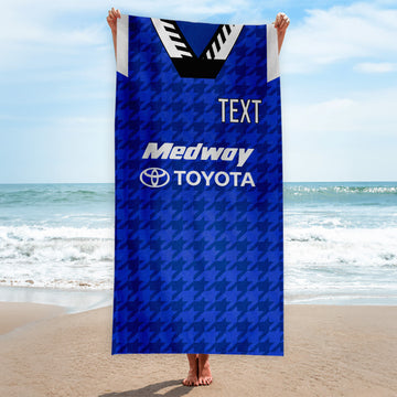 Gillingham 1994 Home Shirt - Personalised Lightweight, Microfibre Retro Beach Towel - 150cm x 75cm