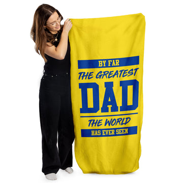 By Far The Greatest Dad - Yellow - Lightweight, Microfibre Retro Beach Towel - 150cm x 75cm
