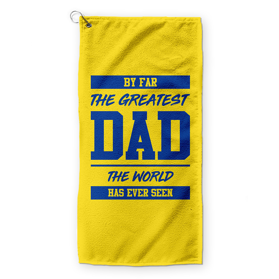 By Far The Greatest Dad - Yellow - Retro Lightweight, Microfibre Golf Towel