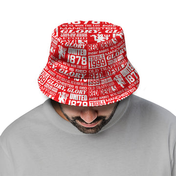Manchester Red - Word Montage - Bucket Hat