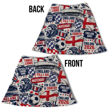 England WC26 - Football all over pattern - Novelty Skirt