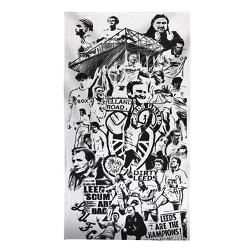 Leeds - B&W Montage - Personalised Retro Lightweight, Microfibre Beach Towel - 150cm x 75cm