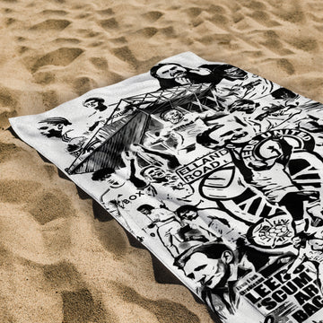Leeds - B&W Montage - Personalised Retro Lightweight, Microfibre Beach Towel - 150cm x 75cm