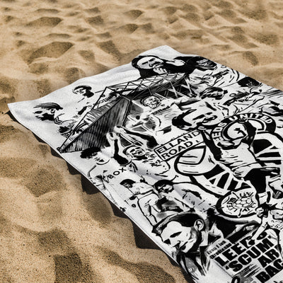 Leeds - B&W Montage - Personalised Retro Lightweight, Microfibre Beach Towel - 150cm x 75cm