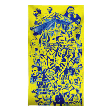 Leeds - Blue Montage - Personalised Retro Lightweight, Microfibre Beach Towel - 150cm x 75cm