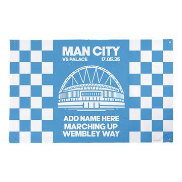 Manchester Blue - Cup Final - Personalised Banner - Chequered - Two Sizes