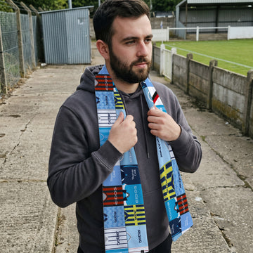 Manchester Blue Shirt Montage - Knitted Eyelet Football Scarf