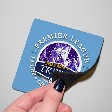 Manchester Blue Treble - Football Coaster - Square Or Circle