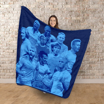 Manchester Blue Montage  - Fleece 150cm X 150cm