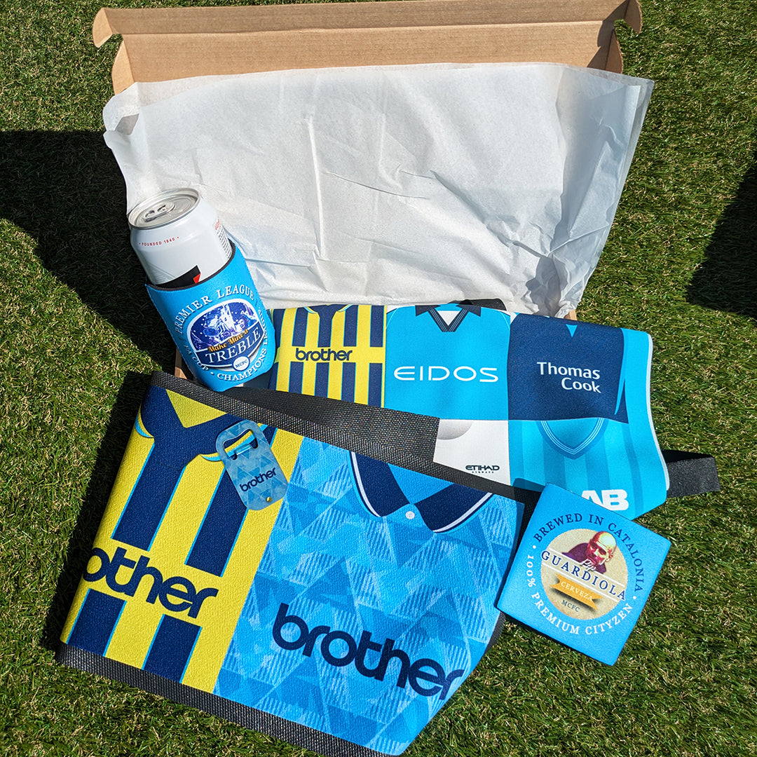Manchester Blue - Retro Bar Box - The Perfect Time Capsule Gift Box for Football Lovers