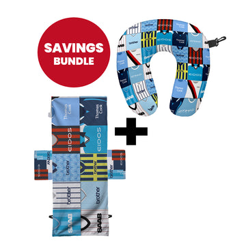 Manchester Blue - Kit Montage Travel Pillow + Sunbed Towel Bundle