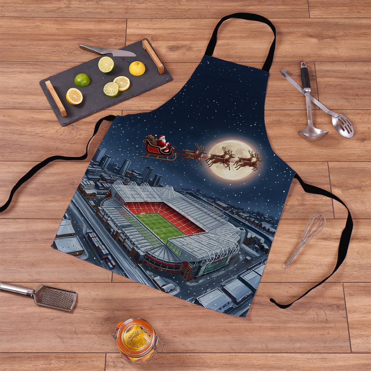 Manchester Red Christmas Stadium Apron - floor cutout