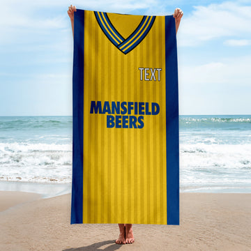 Mansfield 1989 Home Shirt - Personalised Lightweight, Microfibre Retro Beach Towel - 150cm x 75cm
