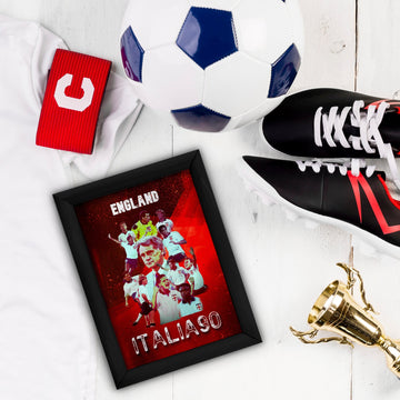 Football Art England Italia 90 - A4 Metal Sign Plaque - Frame Options Available