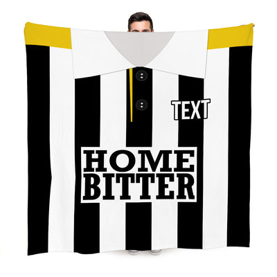 Notts C 1990 Home Shirt - Personalised Retro Fleece Blanket 150cm X 150cm