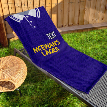 Notts C 1991 Away Shirt - Personalised Lightweight, Microfibre Retro Beach Towel - 150cm x 75cm