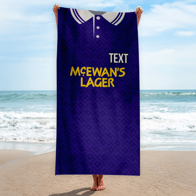 Notts C 1991 Away Shirt - Personalised Lightweight, Microfibre Retro Beach Towel - 150cm x 75cm