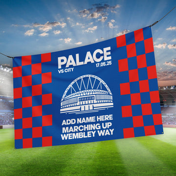 Crystal Palace - Cup Final - Personalised Banner - Chequered - Two Sizes