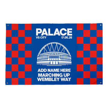 Crystal Palace - Cup Final - Personalised Banner - Chequered - Two Sizes