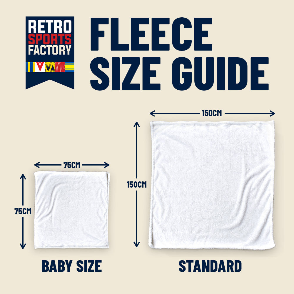 Fleece Size Guide - Baby 75cm x 75cm and Standard 150cm x 150cm