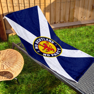 No Scotland No Party Saltire - Beach Towel - Microfibre Retro Beach Towel - 150cm x 75cm