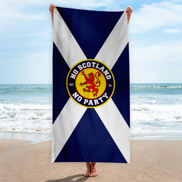 No Scotland No Party Saltire - Beach Towel - Microfibre Retro Beach Towel - 150cm x 75cm