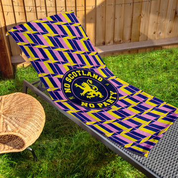 No Scotland No Party - Yellow & Pink Retro Pattern - Beach Towel - Microfibre Retro Beach Towel - 150cm x 75cm
