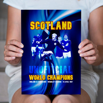 Football Art - Scotland 1967 World Champions - A4 Metal Sign Plaque - Frame Options Available