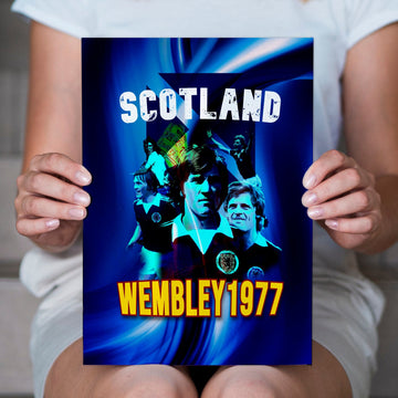 Football Art - Scotland 1977 Wembley - A4 Metal Sign Plaque - Frame Options Available
