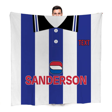 Wednesday 1997 Home Shirt - Personalised Retro Fleece Blanket 150cm X 150cm