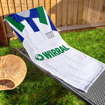 Tranmere 1993 Home Shirt - Personalised Lightweight, Microfibre Retro Beach Towel - 150cm x 75cm