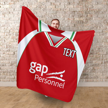 Wrexham 2002 Home Shirt - Personalised Retro Fleece Blanket 150cm X 150cm