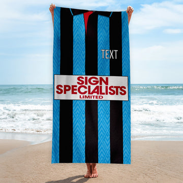 Walsall 1994 Away Shirt - Personalised Lightweight, Microfibre Retro Beach Towel - 150cm x 75cm