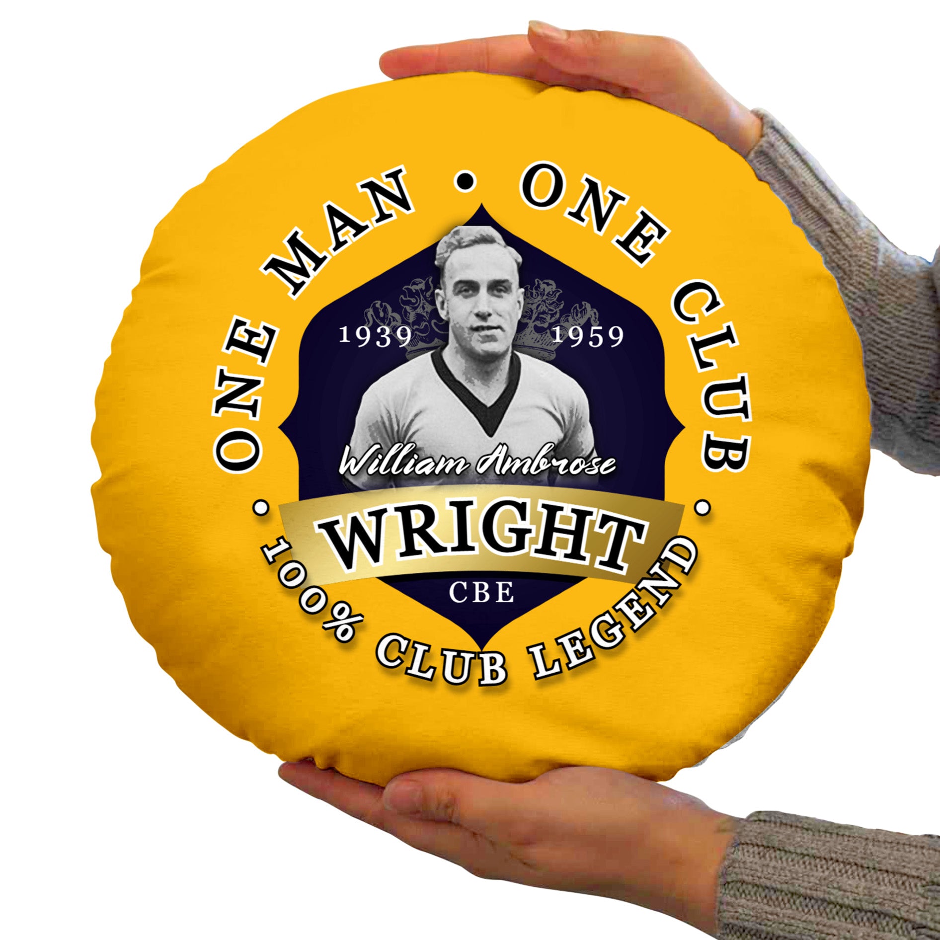 Wolverhampton Billy Wright - Football Legends - Circle Cushion 14"