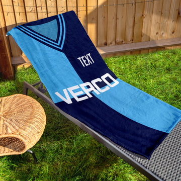 Wycombe 1990 Home Shirt - Personalised Lightweight, Microfibre Retro Beach Towel - 150cm x 75cm