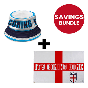 England "It's Coming Home" Bucket Hat + Supporter Flag - Saver Bundle
