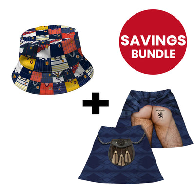 Scotland (Exposed Behind) Novelty Kilt & Kit Montage Bucket Hat - Saver Bundle