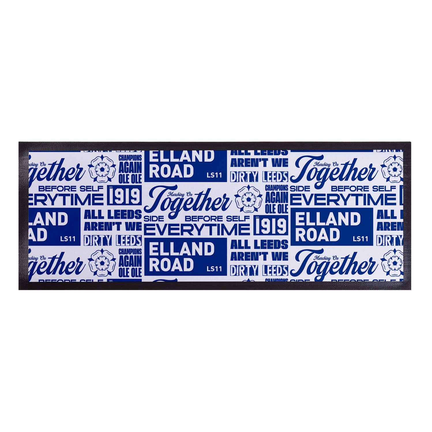 Leeds - Word Montage - White & Blue - Bar Runner