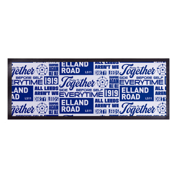 Leeds - Word Montage - White & Blue - Bar Runner