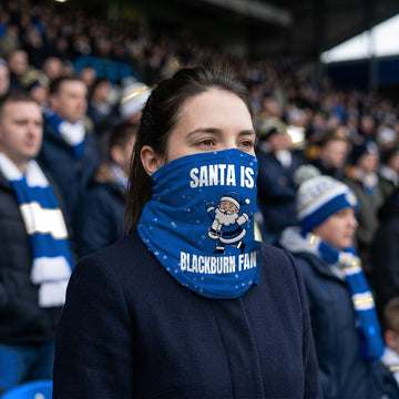 Blackburn Rovers Santa snood lifestyle photo in a football stadium