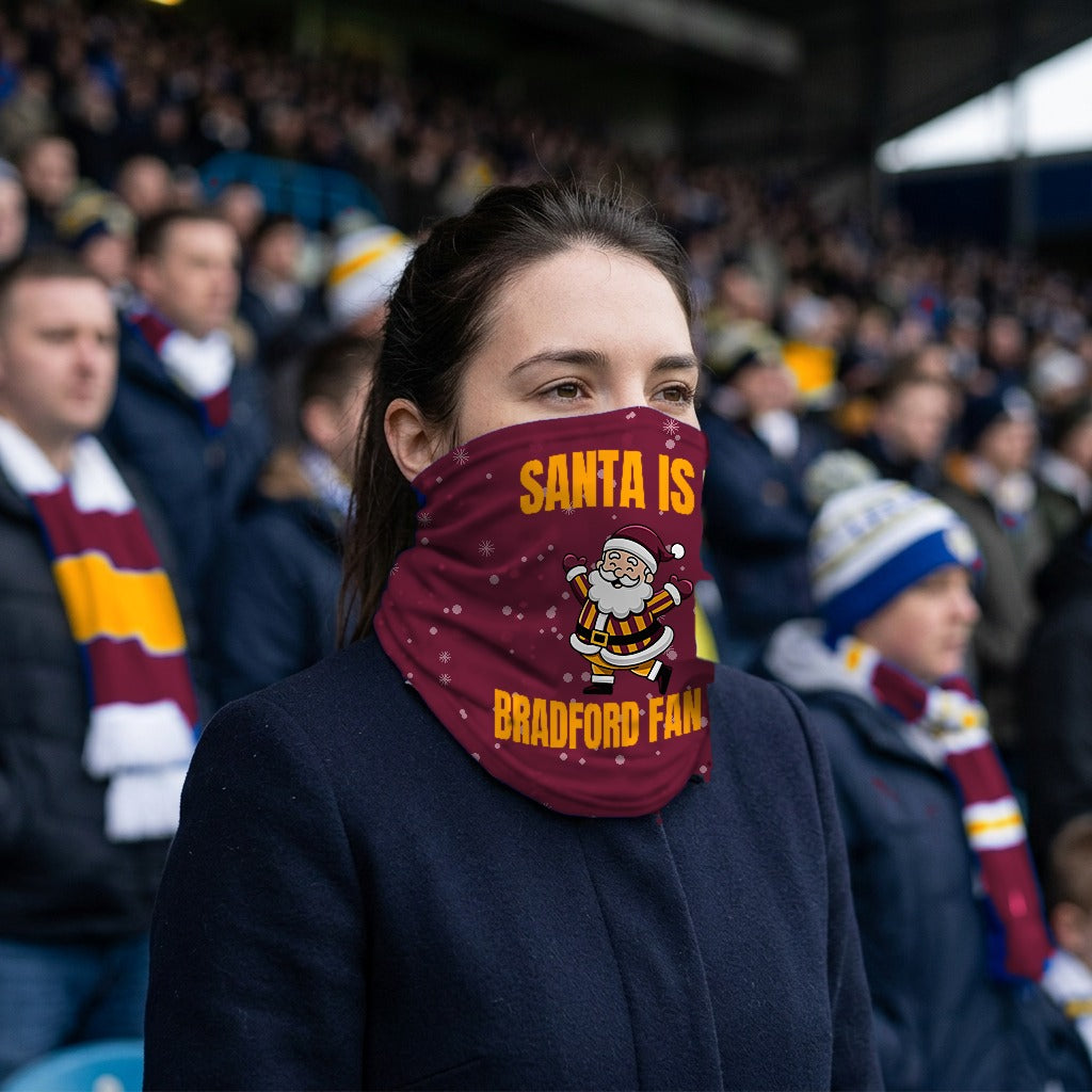 Bradford City Santa snood lifestyle photo in a football stadium