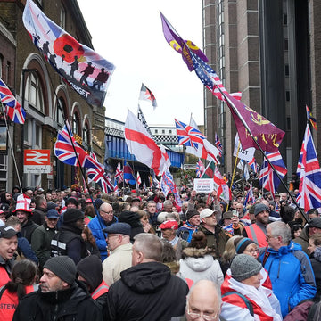 Union Jack Fists Raised Flag with sleeve - Add Text - 4 Sizes!