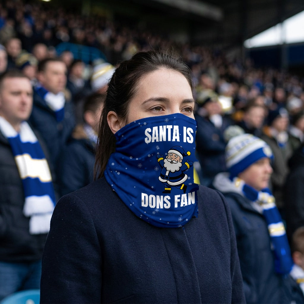 AFC Wimbledon Santa snood lifestyle photo in a football stadium