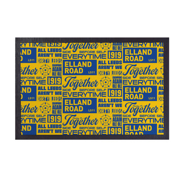 Leeds - Word Montage - Yellow & Blue Door Mat - 60cm x 40cm