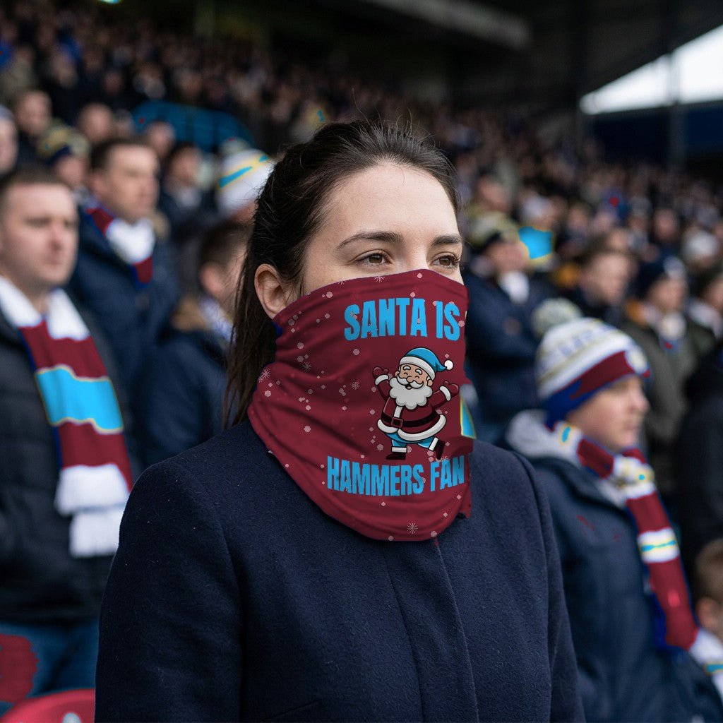 West Ham United Santa snood lifestyle photo in a football stadium
