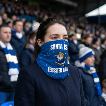 Leicester City Santa snood lifestyle photo in a football stadium