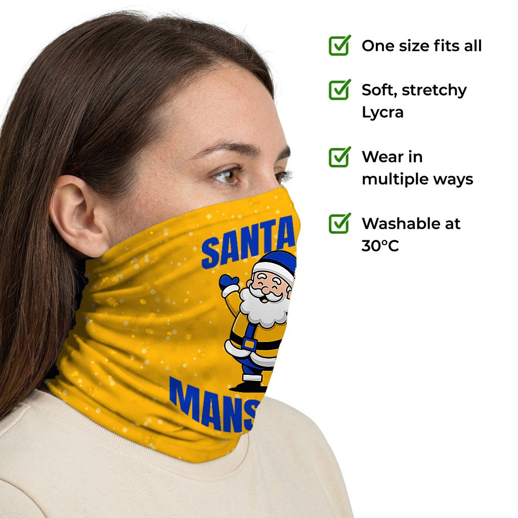 Mansfield Town Santa snood side-profile image with product features